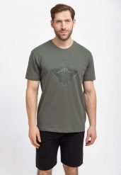 Bawełniana koszulka, Comfort Fit, T-LIQUID. Brązowe t-shirty męskie Volcano, m, bez wzorów, z bawełny, bez kołnierzyka, bez ramiączek. Za 69.99 zł.