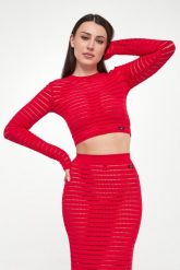 Top damski z dzianiny ELISABETTA FRANCHI. Topy damskie Elisabetta Franchi, bez wzorów, z dzianiny, bez kołnierzyka, bez ramiączek. W wyprzedaży za 1,207.20 zł.