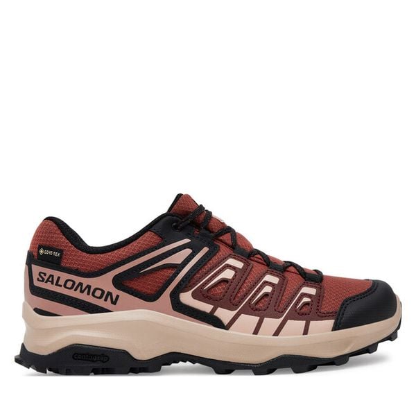 Trekkingi Salomon. Czerwone obuwie sportowe damskie Salomon, bez wzorów, z gore-texu, bez zapięcia, trekkingowe, gore-tex. Za 389.99 zł.