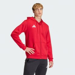 Bluza z kapturem i zamkiem błyskawicznym adidas Entrada 26. Białe bluzy męskie Adidas, l, bez wzorów, z dzianiny, sportowe, bez ramiączek, z kapturem. Za 146.99 zł.