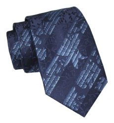 Krawat Męski, Klasyczny - ALTIES - Granat, Kwiaty. Niebieskie krawaty i muchy Alties, bez wzorów, z tkaniny, eleganckie. Za 49.00 zł.
