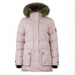 Parka dla kobiet Peak Mountain. Czerwone parki damskie Peak Mountain, na zimę, bez wzorów, z futra, bez kaptura. W wyprzedaży za 331.00 zł.