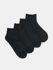 Skarpetki z falbaną 4 pack - czarny. Czarne skarpetki damskie Sinsay, bez wzorów. Za 12.99 zł.