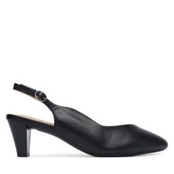 Czółenka Caprice. Czarne czółenka damskie Caprice, bez wzorów, bez obcasa, bez zapięcia. Za 339.99 zł.
