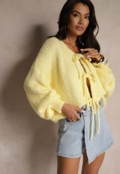Jasnoniebieskie Asymetryczne Spódnico-Szorty z Bawełny Velvivia. Niebieskie szorty damskie Renee, bez wzorów, z bawełny, eleganckie. Za 89.99 zł.