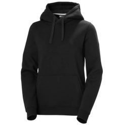Bluza damska z kapturem Helly Hansen Elevate. Czarne bluzy damskie Helly Hansen, bez wzorów, z bawełny, bez ramiączek, z kapturem. Za 482.50 zł.