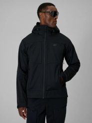 Kurtka softshell wiatroodporna membrana 8000 męska 4F 4FWSS26TSOFM563. Czarne kurtki męskie 4F, l, bez wzorów, z elastanu, bez kaptura, trekkingowe. Za 402.99 zł.