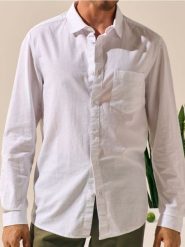 Bawełniana koszula regular fit - biały. Białe koszule męskie Sinsay, l, bez wzorów, z bawełny, bez kołnierzyka, bez ramiączek. Za 59.99 zł.