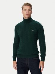 Gant Golf 8050607 Zielony ciemny Regular Fit. Zielone swetry męskie GANT, m, bez wzorów, bez kołnierzyka, bez ramiączek. Za 659.99 zł.