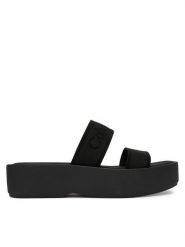 Calvin Klein Klapki Flatform Sndl Webbing HW0HW02878 Czarny. Czarne klapki damskie Calvin Klein, bez wzorów, z materiału, bez obcasa, bez zapięcia. Za 329.99 zł.