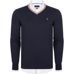 Sweter w kolorze granatowym. Niebieskie swetry męskie Giorgio Di Mare, m, bez wzorów, z bawełny, bez kołnierzyka, bez ramiączek. W wyprzedaży za 139.95 zł.