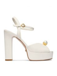 GINO ROSSI Sandały CEO-ROSE-LT2092-2 Biały. Białe sandały damskie Gino Rossi, bez wzorów, ze skóry, bez obcasa, na słupku, bez zapięcia. Za 429.99 zł.