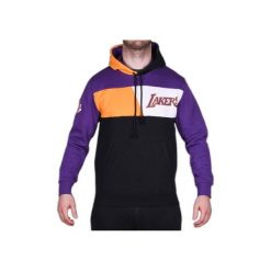 Bluza polar z kapturem Los Angeles Lakers NBA Color Blocked. Czarne bluzy sportowe męskie Mitchell & Ness, m, bez wzorów, z polaru, z kapturem. Za 311.50 zł.