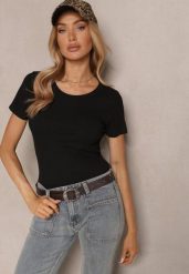 Czarny T-shirt Basic z Wiskozy Worreti. Czarne t-shirty damskie Renee, m, bez wzorów, z jeansu, klasyczne, bez kołnierzyka, bez ramiączek. Za 44.99 zł.