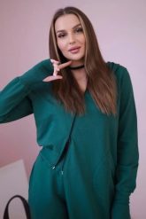 Komplet dresowy bluza z dłuższym bokiem ciemny zielony. Zielone bluzy damskie KESI, l, bez wzorów, z bawełny, bez ramiączek, bez kaptura. Za 334.56 zł.