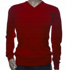 Sweter męski z kaszmiru i wełny merynosów w szpic serek XL 240 czerwony. Czerwone swetry męskie Giovane Ricco, m, bez wzorów, z kaszmiru, bez kołnierzyka, bez ramiączek. Za 139.99 zł.