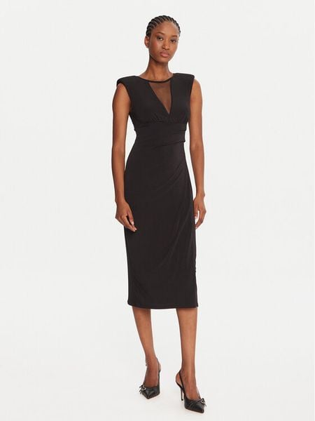 Rinascimento Sukienka koktajlowa CFC0020145002 Czarny Slim Fit. Czarne sukienki damskie Rinascimento, m, bez wzorów, z syntetyku, wizytowe, bez kołnierzyka, bez ramiączek. Za 479.99 zł.