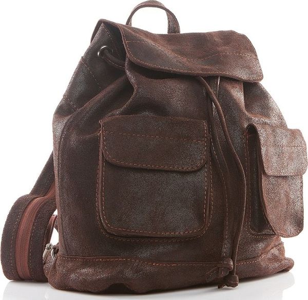 Belveder Plecak vintage skórzany damski brązowy BV20. Brązowe plecaki damskie Belveder, bez wzorów, vintage. Za 289.90 zł.