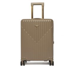 Walizka kabinowa Guess. Brązowe walizki damskie Guess, z aplikacjami. Za 1,089.00 zł.