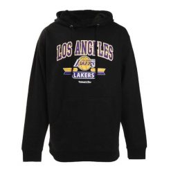 Bluza z kapturem Los Angeles Lakers. Czarne bluzy męskie Mitchell & Ness, bez wzorów, z kapturem, do koszykówki. Za 338.00 zł.