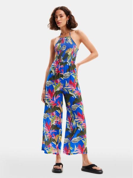 Desigual Kombinezon Tropical Party 24SWMW22 Kolorowy Regular Fit. Sukienki damskie Desigual, na imprezę, s, bez wzorów, z wiskozy, bez kołnierzyka, bez ramiączek. Za 239.99 zł.