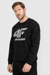 4F Bluza dresowa nierozpinana bez kaptura męska - czarna M. Czarne bluzy męskie 4F, m, bez wzorów, z dresówki, biznesowe, bez ramiączek, bez kaptura. Za 159.99 zł.