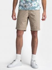 Petrol Industries Szorty materiałowe M-1040-SHO501 Beżowy Slim Fit. Brązowe szorty męskie Petrol Industries, bez wzorów, z bawełny. Za 209.99 zł.