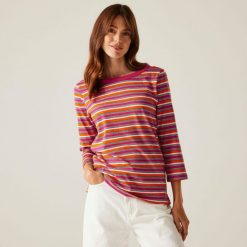 Koszulka do chodzenia z rękawem 3/4 damska Bayletta II. Czerwone bluzki damskie Regatta, bez wzorów, z polaru, sportowe, bez kołnierzyka, bez ramiączek. Za 107.00 zł.