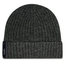 Czapka Guess. Szare czapki męskie Guess, na zimę, z aplikacjami. Za 119.99 zł.