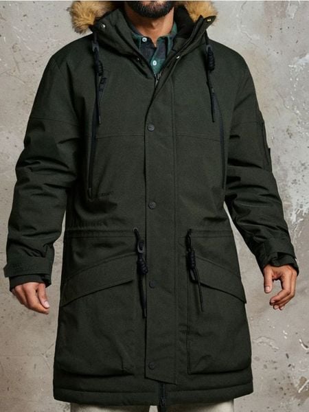 Kurtka puffer z kapturem - zielony. Zielone kurtki męskie Sinsay, l, bez wzorów, z kapturem. Za 119.99 zł.