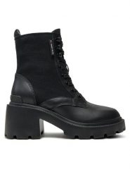 Tommy Jeans Botki Tjw Mid Heel Boot Mix Media EN0EN02556 Czarny. Czarne botki damskie Tommy Jeans, bez wzorów, z jeansu, bez obcasa, na słupku, bez zapięcia. Za 639.99 zł.