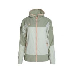 Lekka damska kurtka z kapturem do biegania i trekkingu BENICIA z rękawiczkami So. Zielone kurtki sportowe damskie IZAS, bez wzorów, z nylonu, bez ramiączek, z kapturem, do biegania. Za 286.91 zł.