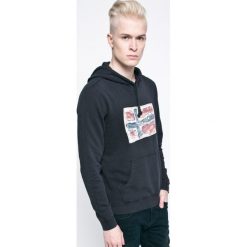 Napapijri - Bluza. Niebieskie bluzy męskie Napapijri, l, z aplikacjami, z bawełny, bez ramiączek, z kapturem. W wyprzedaży za 219.90 zł.