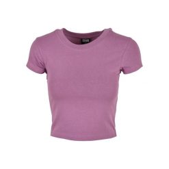 Koszulka damska Urban Classics stretch cropped (Duże rozmiary). Fioletowe bluzki damskie Urban Classics, bez wzorów, bez kołnierzyka, bez ramiączek. Za 91.50 zł.