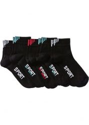 Skarpetki sportowe z napisem (5 par), z bawełny organicznej. Czarne bielizna sportowa damska bonprix, bez wzorów, z bawełny. Za 39.99 zł.