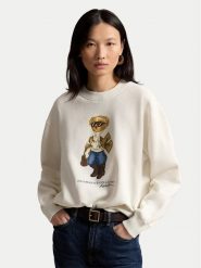 Polo Ralph Lauren Bluza 211B23856001 Kremowy Relaxed Fit. Białe bluzy damskie Polo Ralph Lauren, m, bez wzorów, z bawełny, bez ramiączek, bez kaptura. Za 1,103.99 zł.