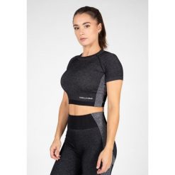 Selah Bezszwowe Crop Top - Czarny. Czarne topy damskie GORILLA WEAR, bez wzorów, sportowe, bez kołnierzyka, bez ramiączek. Za 229.00 zł.