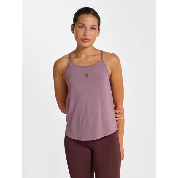 Damski tank top Hummel Yoga Soft. Fioletowe topy damskie Hummel, bez wzorów, sportowe, bez kołnierzyka, bez ramiączek. Za 153.50 zł.