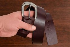 Beltimore skórzany damski pasek do spodni 4 cm burgundowy A72 : Kolory - fioletowy, Rozmiar pasków - r.100-115 cm. Czerwone paski damskie bez wzorów. Za 59.90 zł.