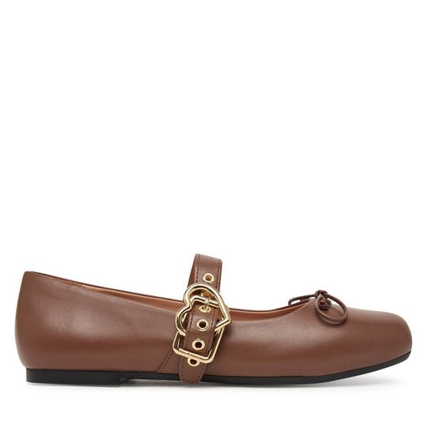 Baleriny LOVE MOSCHINO. Brązowe balerinki damskie Love Moschino, bez wzorów, bez obcasa, bez zapięcia. Za 751.99 zł.