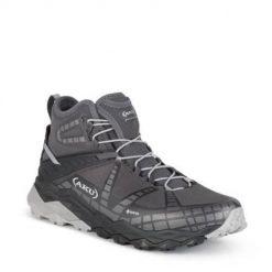 Buty trekkingowe męskie Aku Flyrock Gtx. Szare trekkingi męskie Aku, z gore-texu, za kostkę, bez zapięcia. Za 872.00 zł.