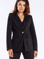 Żakiet Model A460 Black - awama. Czarne marynarki i żakiety damskie Awama, bez wzorów, z elastanu, biznesowe, bez kołnierzyka, bez ramiączek. Za 340.97 zł.