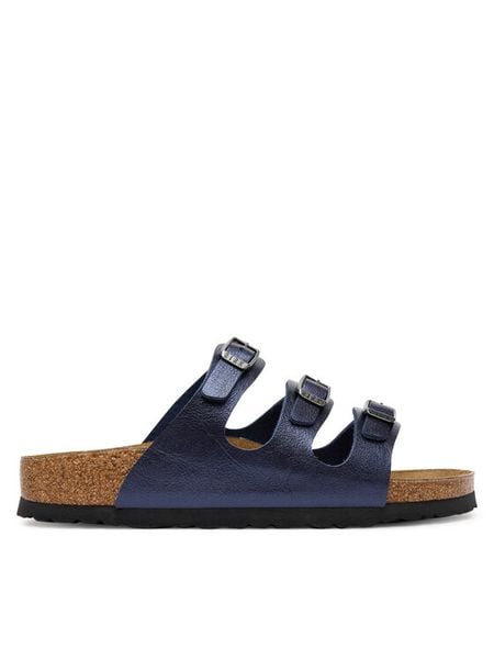 Birkenstock Klapki Florida 1030316 Granatowy. Niebieskie klapki damskie Birkenstock, bez wzorów, ze skóry, bez obcasa, bez zapięcia. Za 399.99 zł.