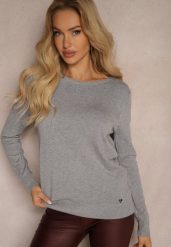 Szary Sweter o Klasycznym Kroju Irilians. Szare swetry nierozpinane damskie Renee, m, bez wzorów, casualowe, bez kołnierzyka, bez ramiączek. Za 44.99 zł.