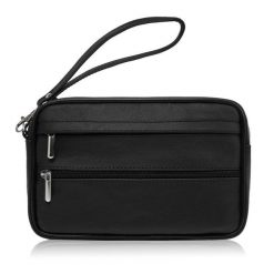 Saszetka męska skórzana do ręki czarna skóra naturalna Abruzzo ABR-15. Czarne saszetki i nerki męskie ze skóry, do ręki. Za 99.99 zł.