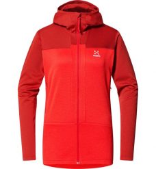 Bluza techniczna damska ROC Flash Mid Hood. Czerwone bluzy damskie Haglöfs, m, bez wzorów, z materiału, bez ramiączek, z kapturem. Za 472.10 zł.