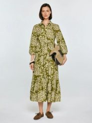 Sukienka damska midi ze wzorem paisley zielona Mazekin 301. Zielone sukienki damskie BIG STAR, na co dzień, l, bez wzorów, z tkaniny, boho, bez kołnierzyka, bez ramiączek, midi, dopasowane. Za 249.99 zł.