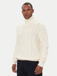 Tommy Hilfiger Golf MW0MW40914 Écru Regular Fit. Swetry męskie Tommy Hilfiger, m, bez wzorów, z wełny, bez kołnierzyka, bez ramiączek. Za 999.99 zł.