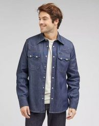 LEE 101 50'S WESTERN MĘSKA KOSZULA JEANSOWA JEANS DRY L93CGB41 112124132. Płaszcze męskie Lee, l, bez wzorów, z jeansu, bez kołnierzyka, bez kaptura. Za 409.99 zł.