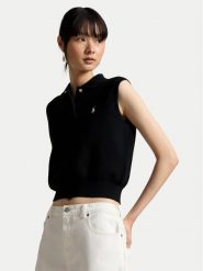 Polo Ralph Lauren Sweter 211970666002 Czarny Regular Fit. Czarne swetry nierozpinane damskie Polo Ralph Lauren, s, bez wzorów, z bawełny, bez kołnierzyka, bez ramiączek. Za 729.99 zł.